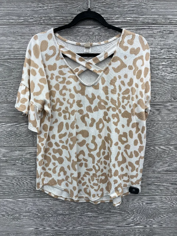 women's tops made from cottonTop Short Sleeve By 7th Ray In Animal Print, Size: M