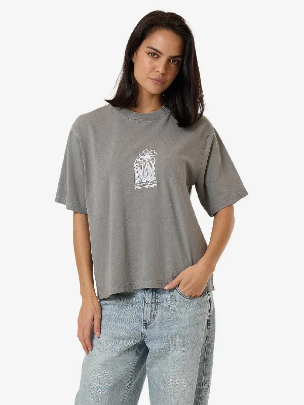 women's tops made from cottonStay Aware Square Tee - Washed Grey