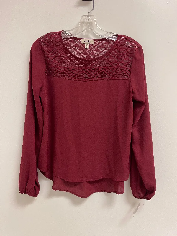 women's tops with sequin embellishmentsTop Long Sleeve By Meraki In Red, Size: S