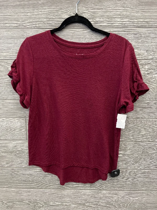 women's tops for cozy nights inTop Short Sleeve By A New Day In Red, Size: M