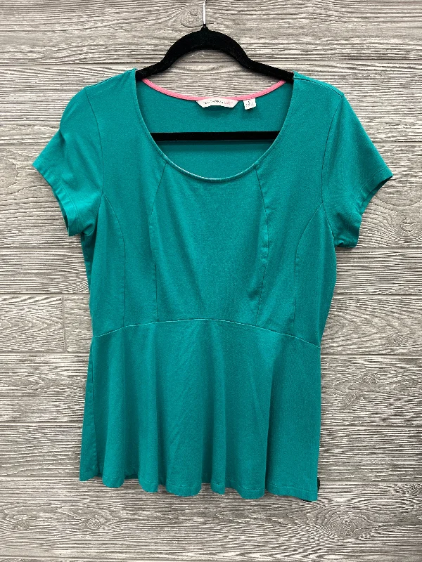 women's tops for maximalist fashion loversTop Short Sleeve By Isaac Mizrahi Live Qvc In Green, Size: M