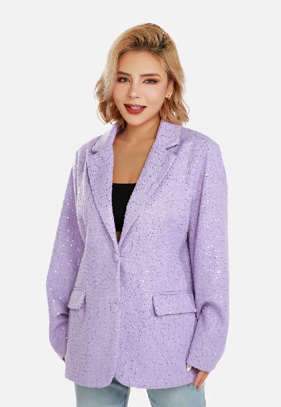 cozy women's coatsSequin Embellished Oversized Blazer By RUW