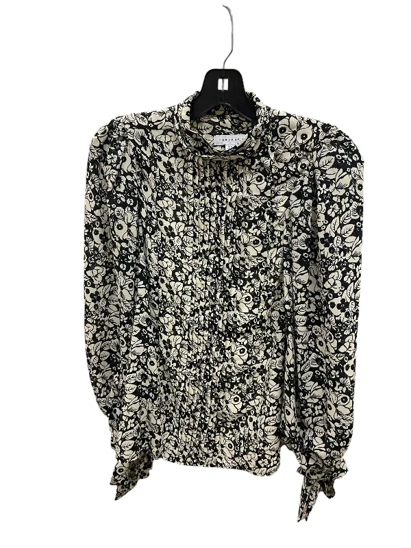 women's tops for statement-making outfitsTop Long Sleeve By Top Shop In Black Floral, Size: Xs