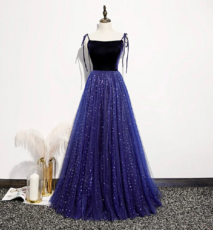 women's metallic dressesBlue tulle sequins long prom dress evening dress  8463