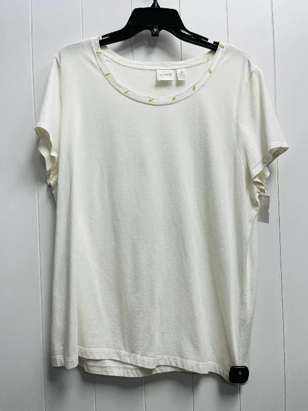 women's tops for those who want to add a bit of flair and personality to their looksTop Short Sleeve By Chicos In White, Size: Xl