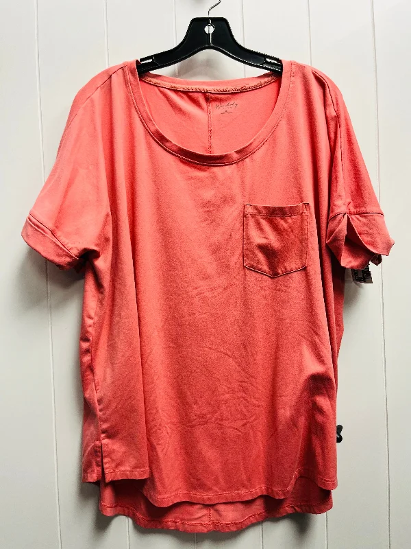 women's tops with flutter sleevesTop Short Sleeve Basic By Wonderly In Coral, Size: Xl