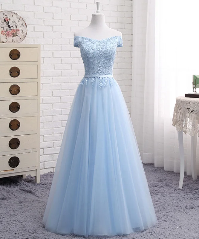 women's plus-size dressesBlue tulle lace prom dress blue evening dress  8289