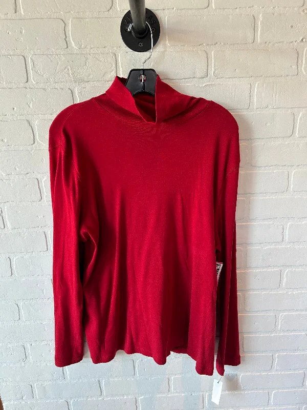 women's tops for statement-making outfitsTop Long Sleeve Basic By Talbots In Red, Size: 1x