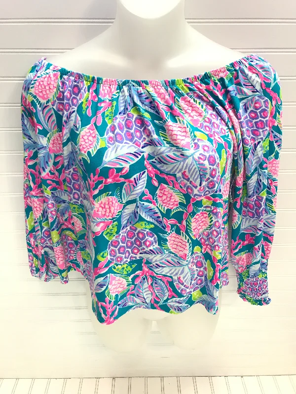 women's tops for those who want to show off their figure in a flattering wayTop Long Sleeve Designer By Lilly Pulitzer In Multi-colored, Size: L