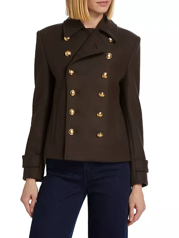 women's coats for special occasions and everyday eleganceOrnella Cropped Peacoat In Cocoa