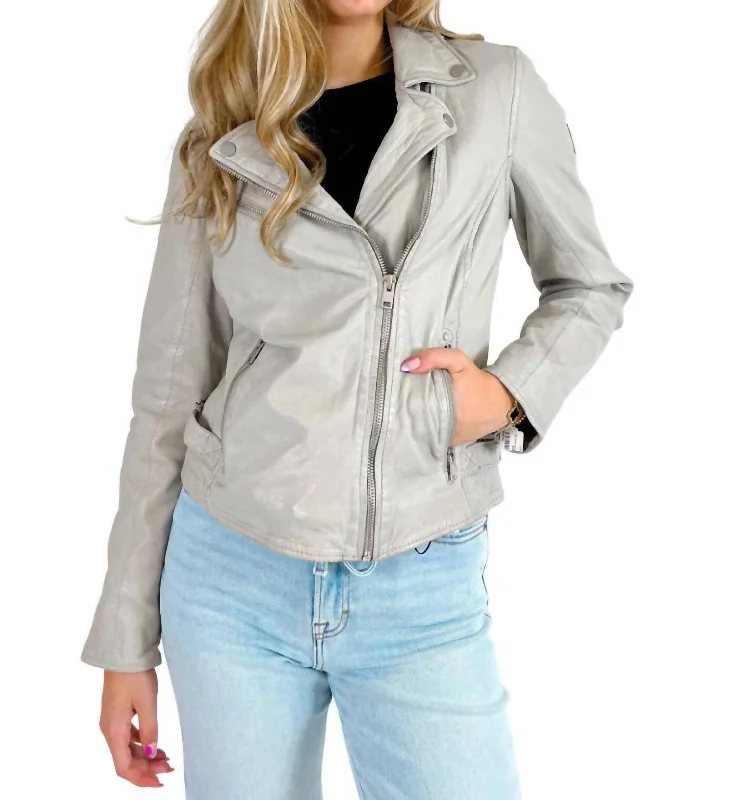 women's coats with satin liningsSofia Leather Jacket In Off White