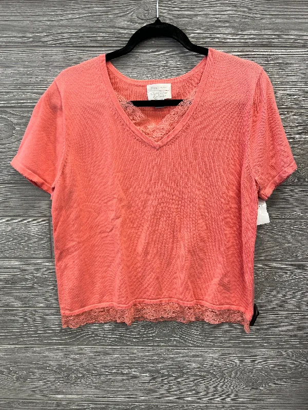 women's tops for layeringTop Short Sleeve By Christopher And Banks In Coral, Size: Xl