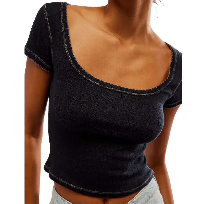 women's tops for those who love to dress up their casual looks with stylish topsWomen's End Gam Pointelle Baby Tee