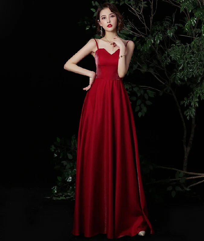 Asymmetric DressSimple long prom dress burgundy evening dress  8324