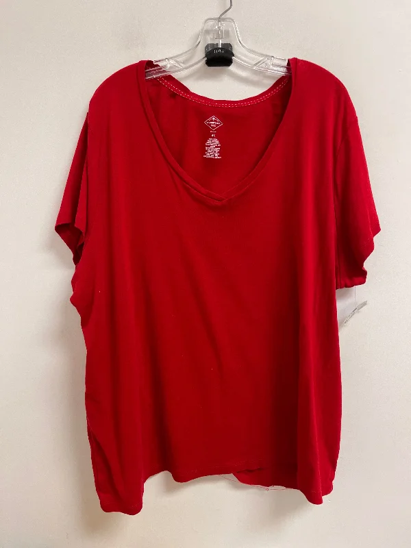 women's tops for those who love to experiment with fashionTop Short Sleeve By St Johns Bay In Red, Size: 4x