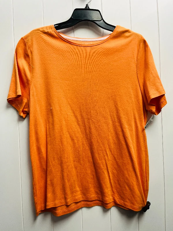 women's tops with spaghetti straps and deep V-necksTop Short Sleeve Basic By Talbots In Orange, Size: Xl