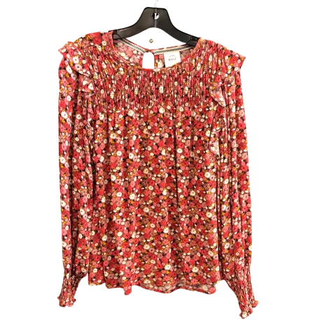 women's tops made from cottonTop Long Sleeve By Knox Rose In Pink & Red, Size: L