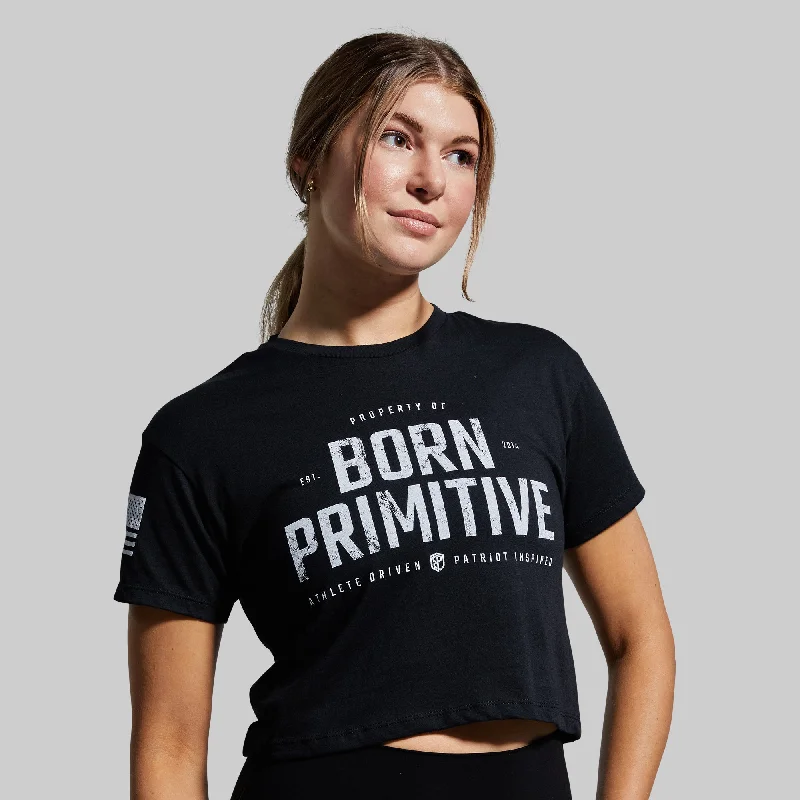 women's tops with sheer overlaysProperty of Born Primitive Crop Tee (Black)