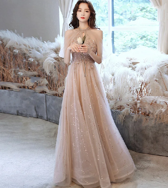 women's handmade dressesElegant tulle beads long prom dress evening dress  8441