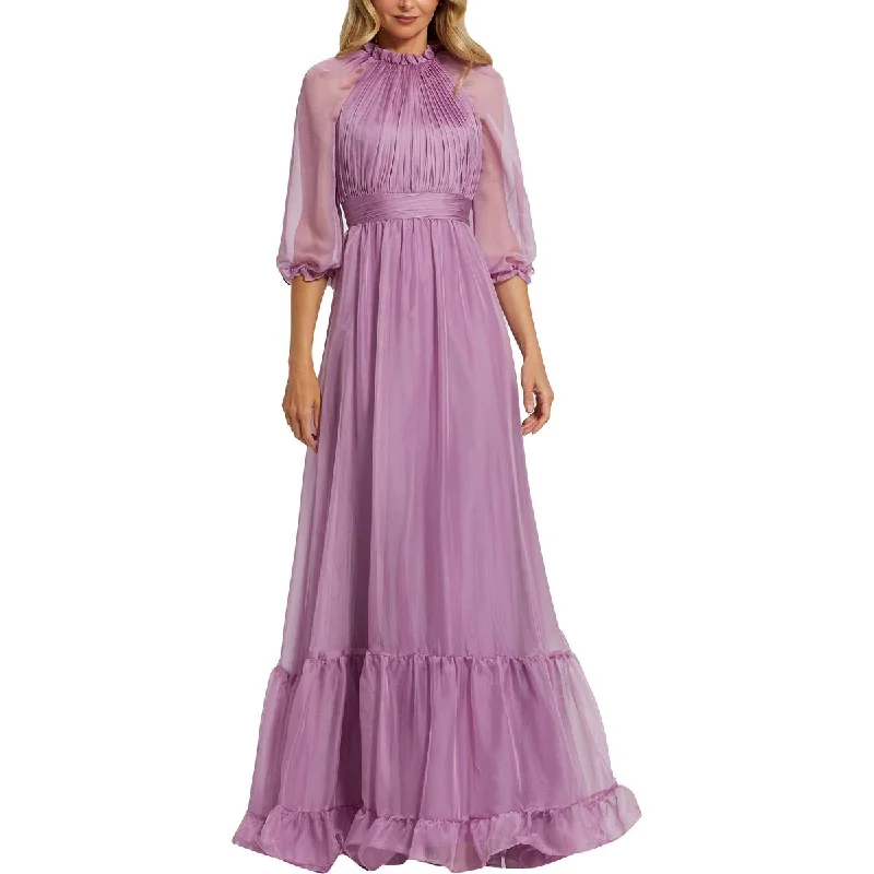 Vintage DressMac Duggal Womens Chiffon Ruffled Evening Dress