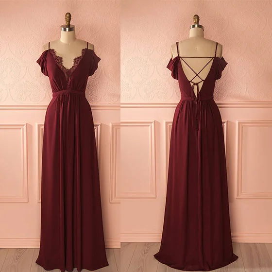 women's maternity dressesBurgundy chiffon long prom dress evening dress  8284