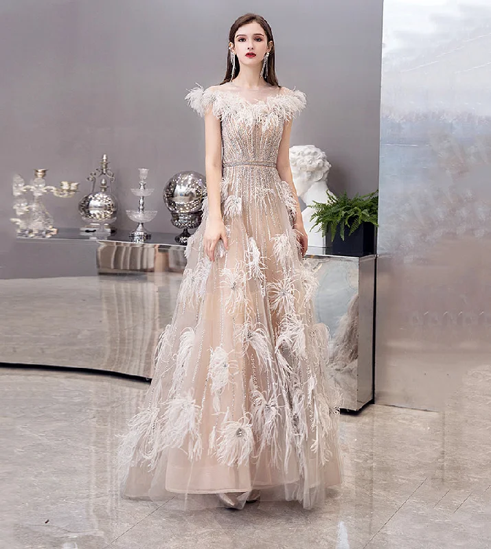 women's wrinkle-resistant dressesUnique tulle beads long prom dress evening dress  8524