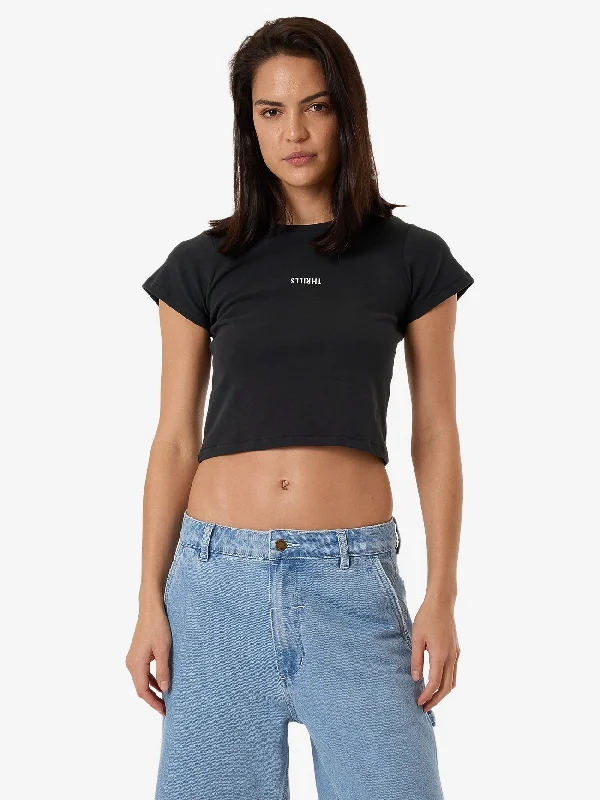 women's tops for those who want to stay on top of the latest fashion trends and wear pieces that are both stylish and on-trendMinimal Thrills Mini Tee - Faded Black