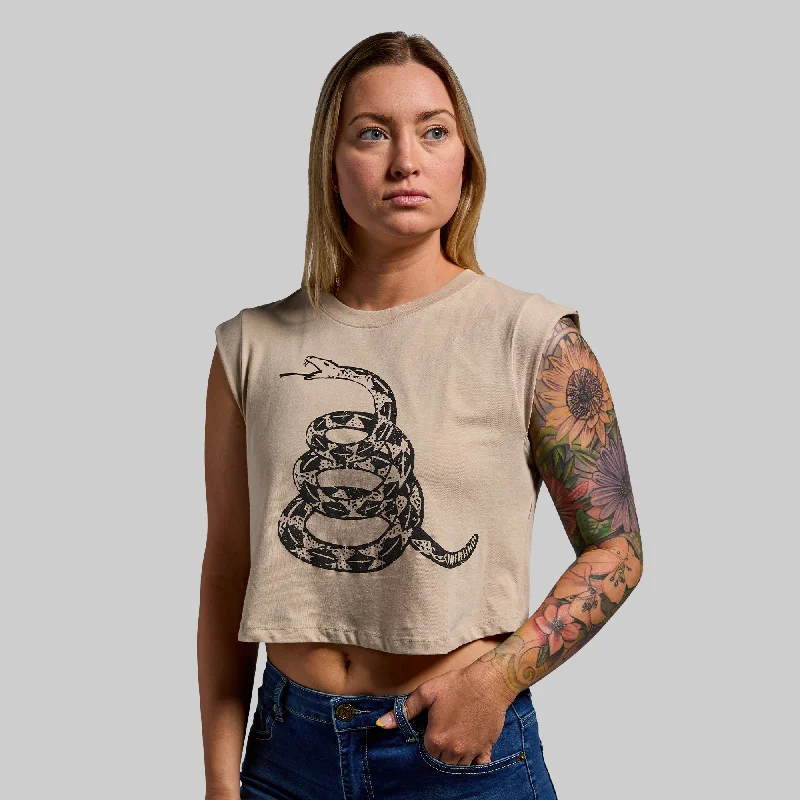 women's tops for those who want to add a personal touch to their wardrobe with unique and one-of-a-kind piecesGadsden Flag Festival Crop (Tan)