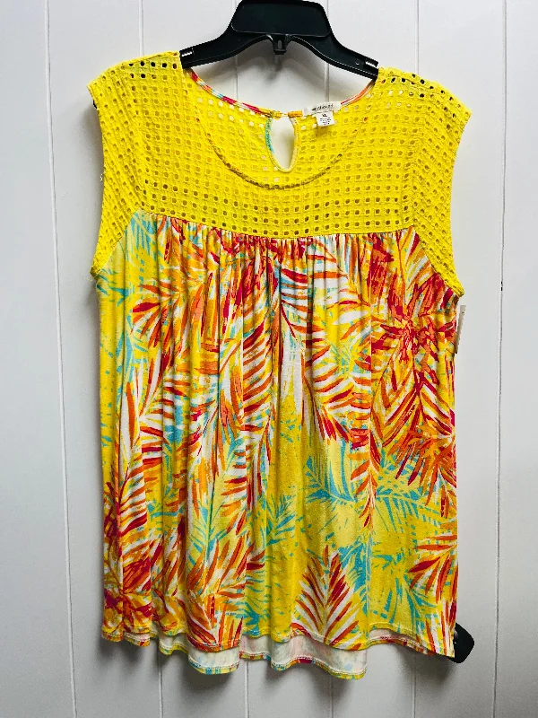 women's tops for relaxed weekendsTop Short Sleeve By West Bound In Orange & Yellow, Size: Xl