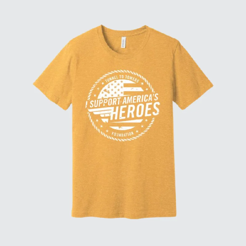 women's tops for those who want to elevate their everyday wear with chic and elegant piecesT2T Heroes Tee (Heathered Gold) - CLOSEOUT