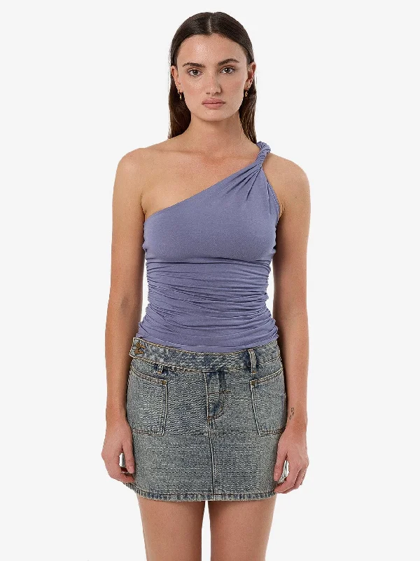 women's tops for those who want to add a pop of color to their outfitsMimi One Sholder Top - Slate