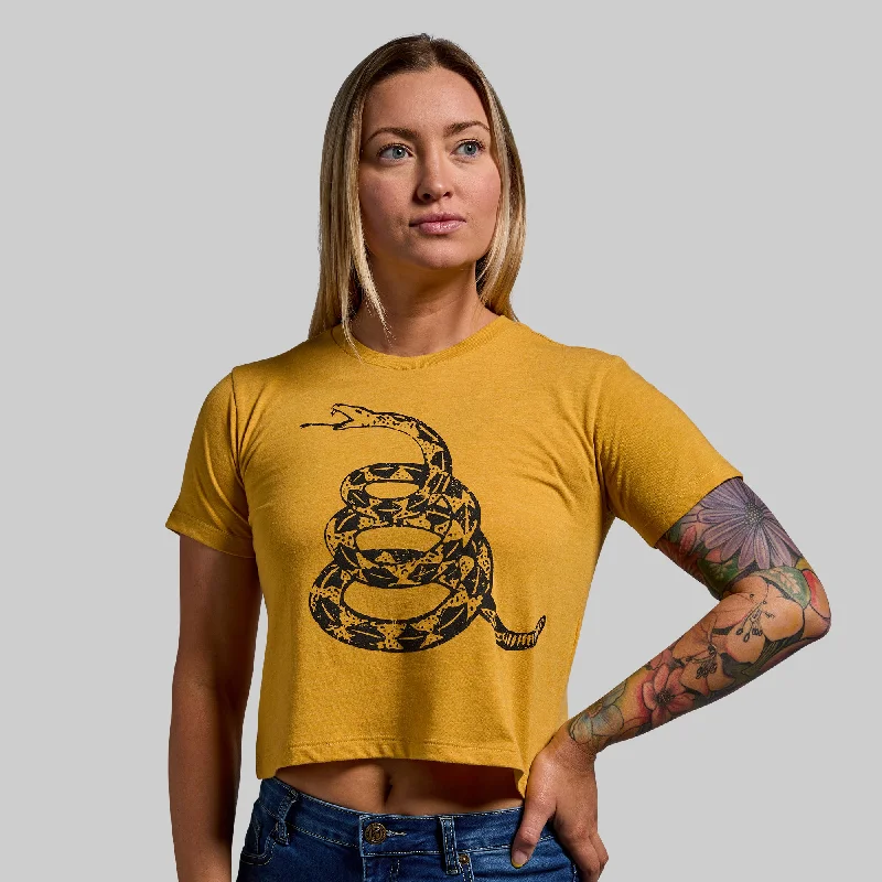 women's tops for those who want to add a touch of sophistication to their casual attireGadsden Flag Crop Tee (Mustard)