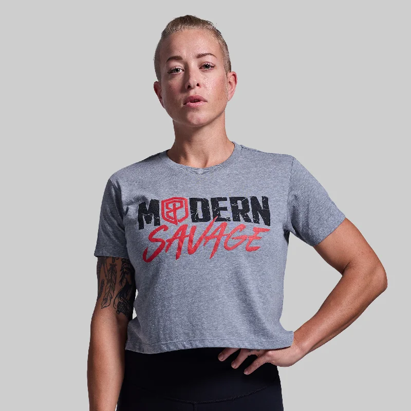 silk women's topsModern Savage Crop Tee (Heather Grey)