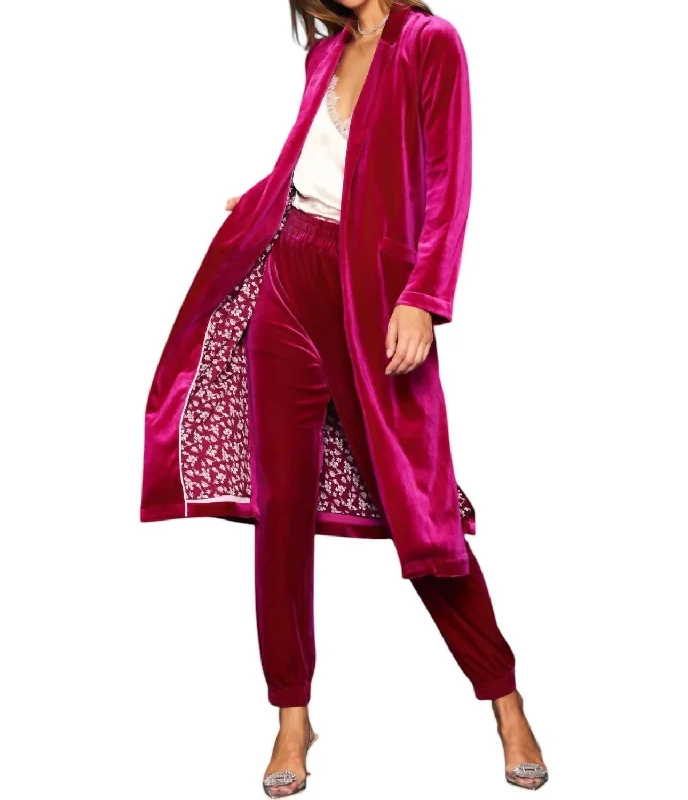 leather coats for womenRaspberry Dreams Duster In Magenta