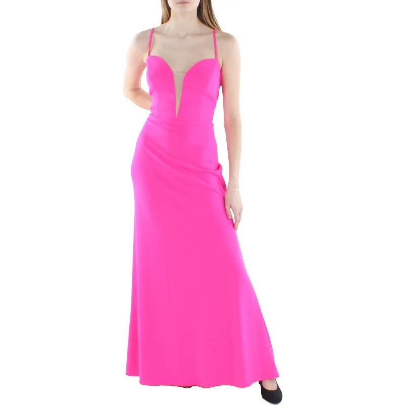 women's bespoke dressesAqua Womens Plunging Long Evening Dress