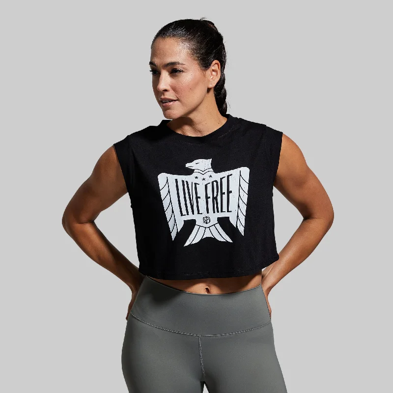 tank tops for womenLive Free Festival Crop (Black)