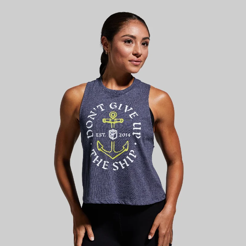 women's tops for evening soireesDon't Give Up The Ship Elevate Crop (Heather Navy)