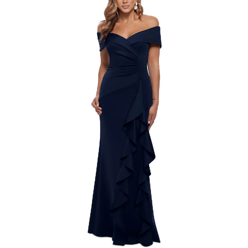 Sequined DressXscape Womens Ruffled Off-The-Shoulder Evening Dress