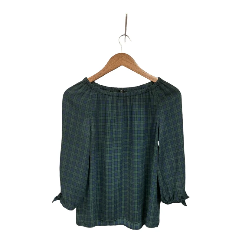 women's tops in solid colorsTop Long Sleeve By Talbots In Plaid Pattern, Size: S