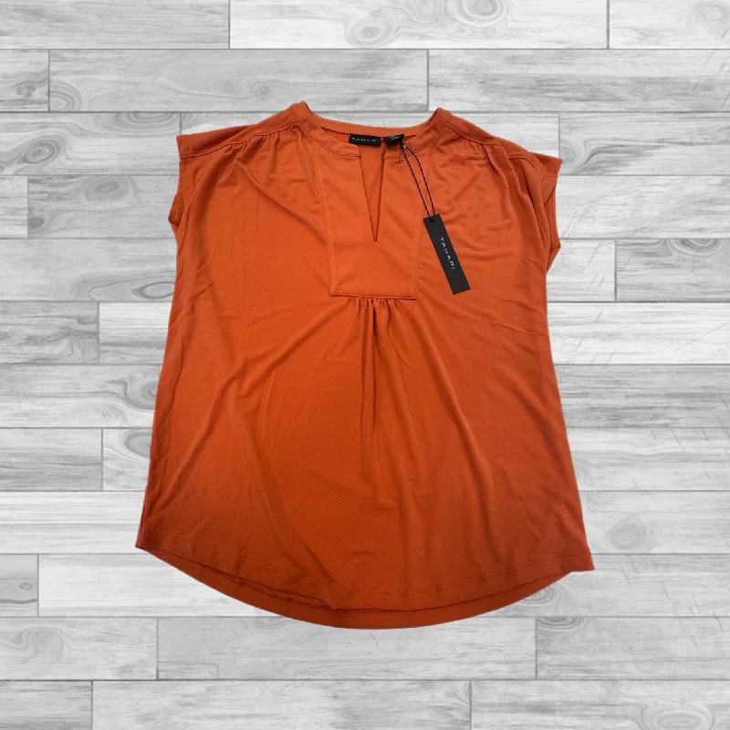 women's tops for minimalist aestheticsTop Short Sleeve By Tahari By Arthur Levine In Orange, Size: S