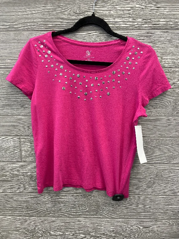 women's tops that offer a perfect blend of style, comfort, and affordabilityTop Short Sleeve By Studio Works In Pink, Size: Petite  M