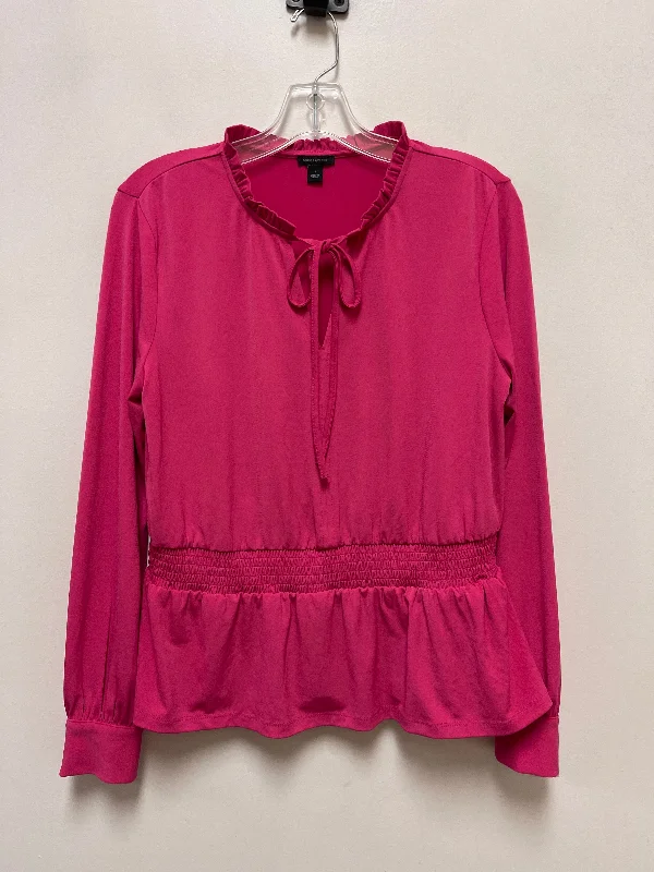 women's tops with lace-up frontsTop Long Sleeve By Ann Taylor In Pink, Size: S