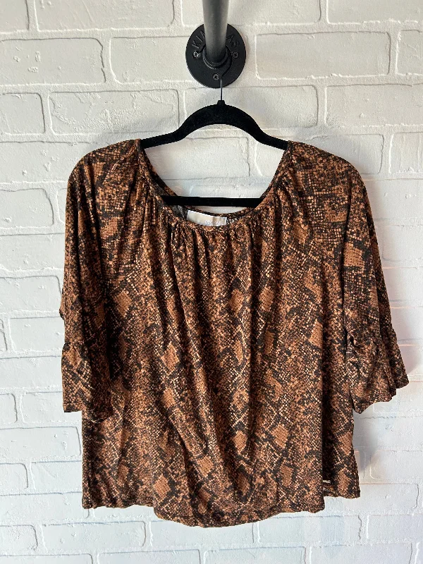 women's tops for those who want to add a touch of sophistication to their casual attireTop Long Sleeve By Michael By Michael Kors In Brown, Size: Xl