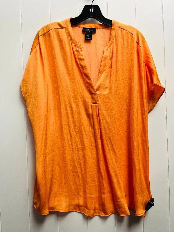 women's tops with cinched waistsTop Short Sleeve By Rachel Zoe In Orange, Size: Xl