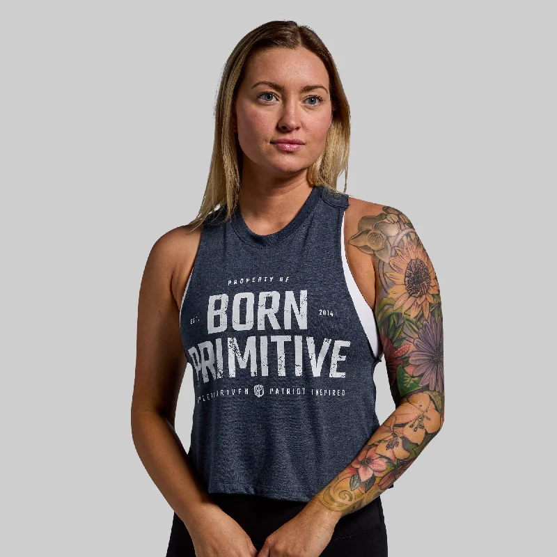 women's tops for business casual attireProperty of Born Primitive Elevate Crop (Heather Navy)