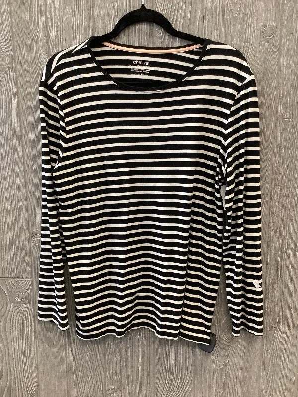 women's stylish topsTop Long Sleeve By Chicos In Striped Pattern, Size: L