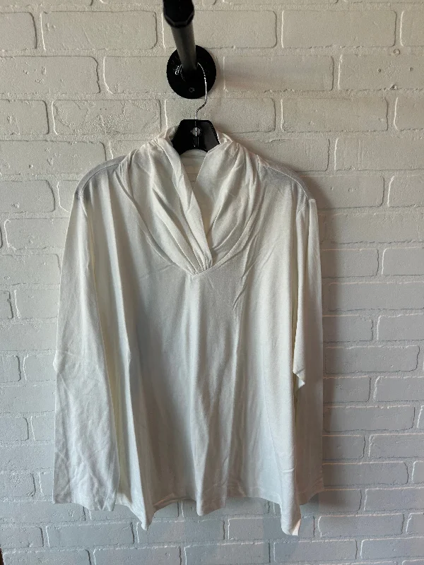 women's tops for creating capsule wardrobesTop Long Sleeve Basic By Lands End In White, Size: 3x