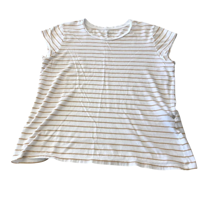 women's tops with sheer overlaysTop Short Sleeve By Universal Thread In Striped Pattern, Size: Xl