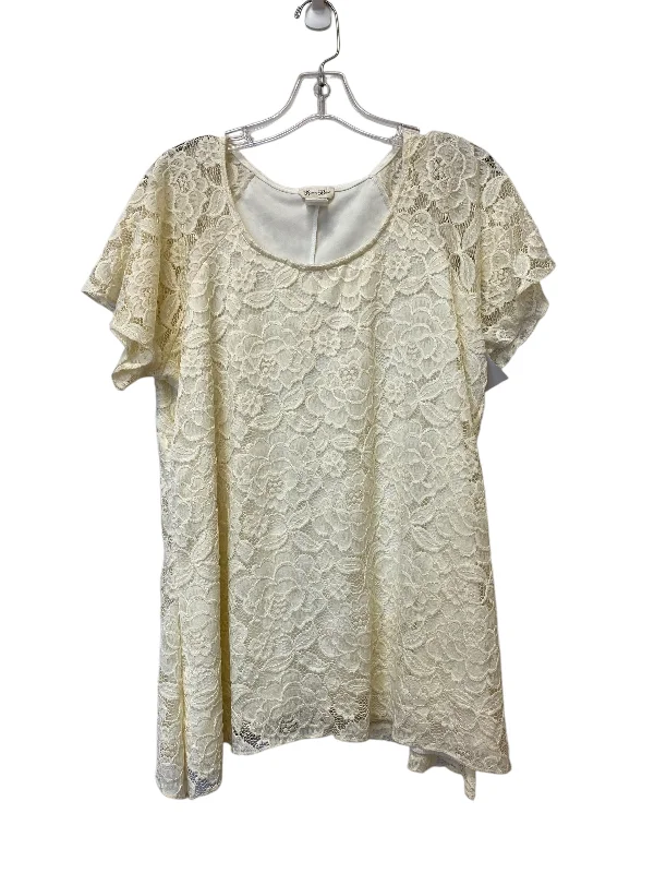 women's tops for smart casual looksTop Short Sleeve By Brittany Black In Cream, Size: 1x