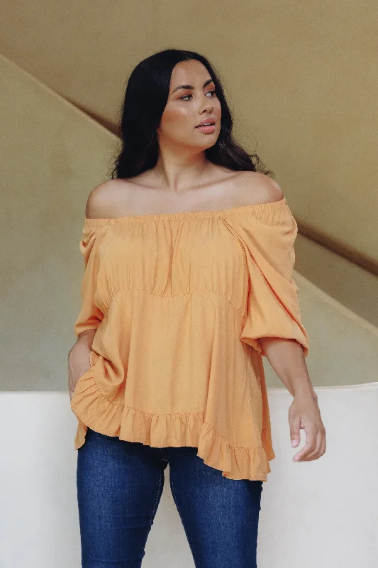 women's tops for gala dinnersElfie Ruffle Top | Citrus | FINAL SALE